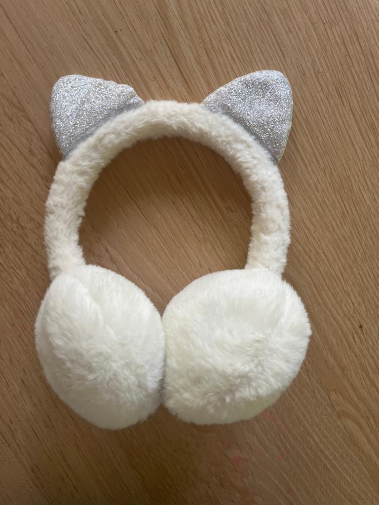 Witte oorwarmers met glitter kattenoortjes, Ophalen of Verzenden, 110 t/m 116, Meisje