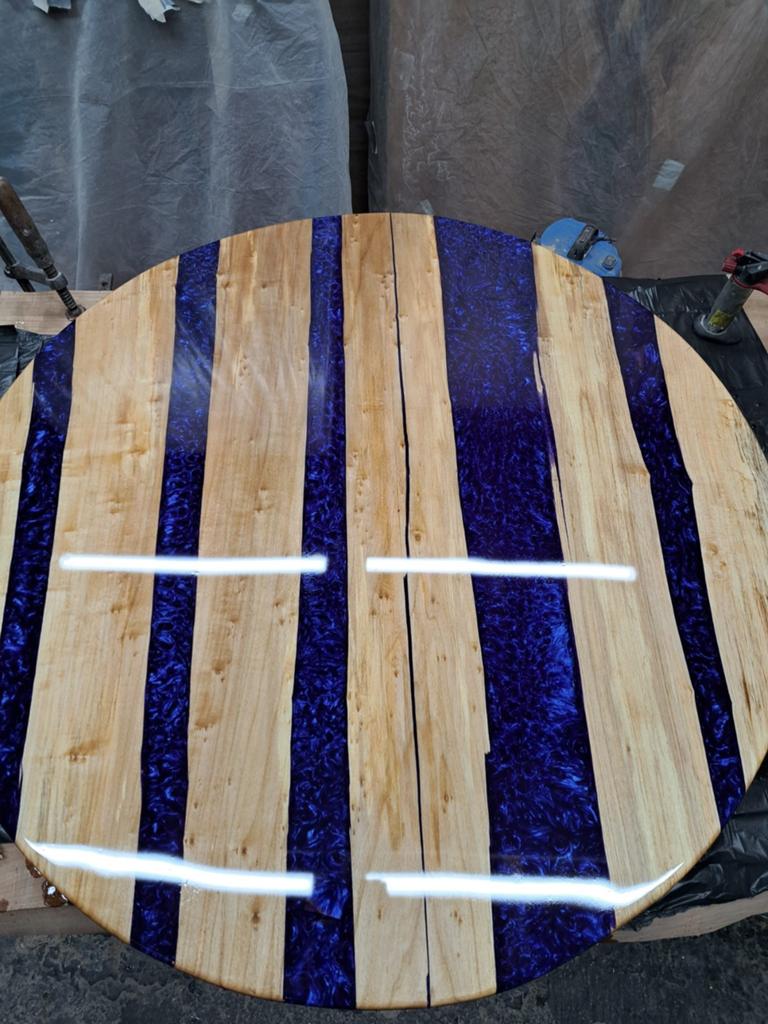 Epoxy tafel rond ca 112cm, Ophalen of Verzenden, Nieuw, Rond