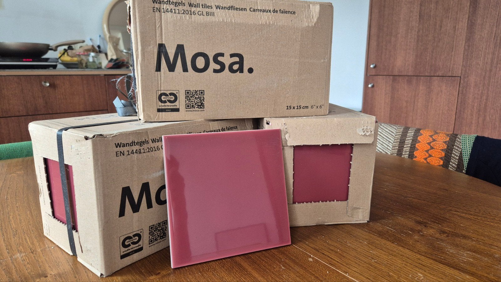 Mosa wandtegels +- 3m2 15x15cm - Ruby wine 19970, Ophalen, Nieuw, Minder dan 20 cm, Minder dan 20 cm