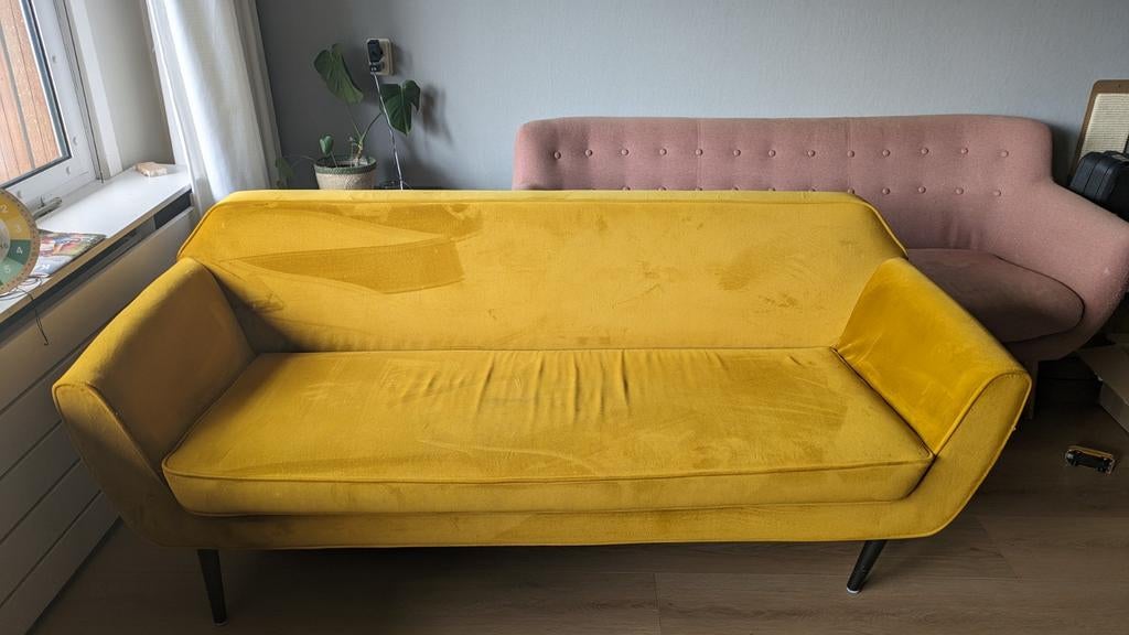 Mooie Okergele Woood bank, Ophalen, Gebruikt, Minder dan 75 cm, 150 tot 200 cm