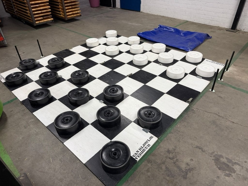 XXL Damspel 25cm damstenen voor buiten, Een of twee spelers, Ophalen, Gebruikt