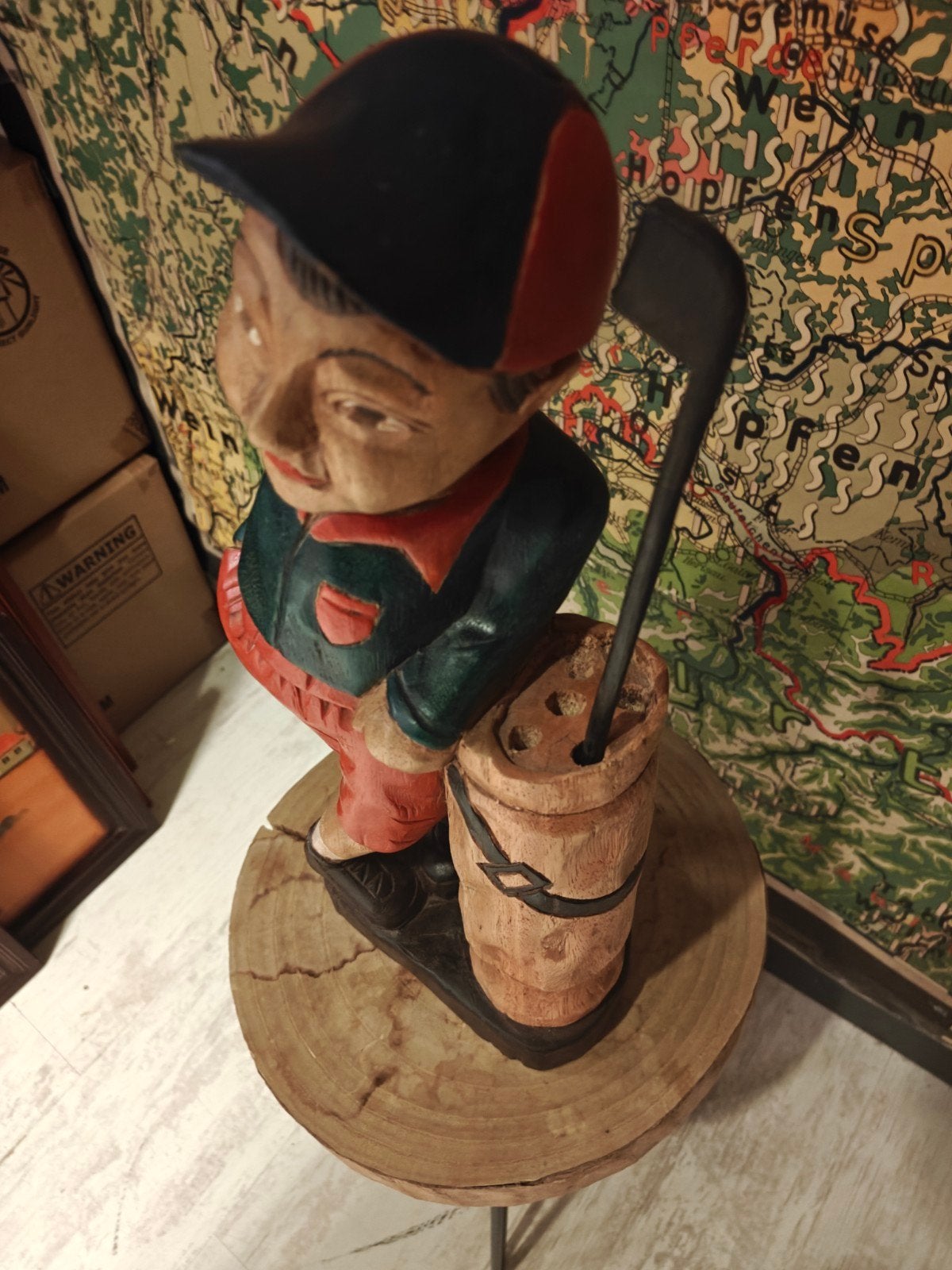 Prachtig Oud Houten Beeld Golfer in mooie staat 40 cm hoogte, Ophalen of Verzenden