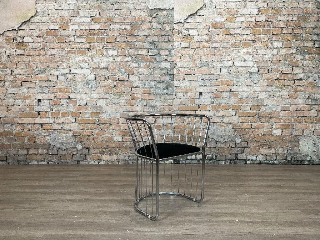 Vintage Draadstoel set van 4 – Chroom/zwart | TheReSales, Huis en Inrichting, Stoelen, Ophalen, Zwart, Design, Zo goed als nieuw