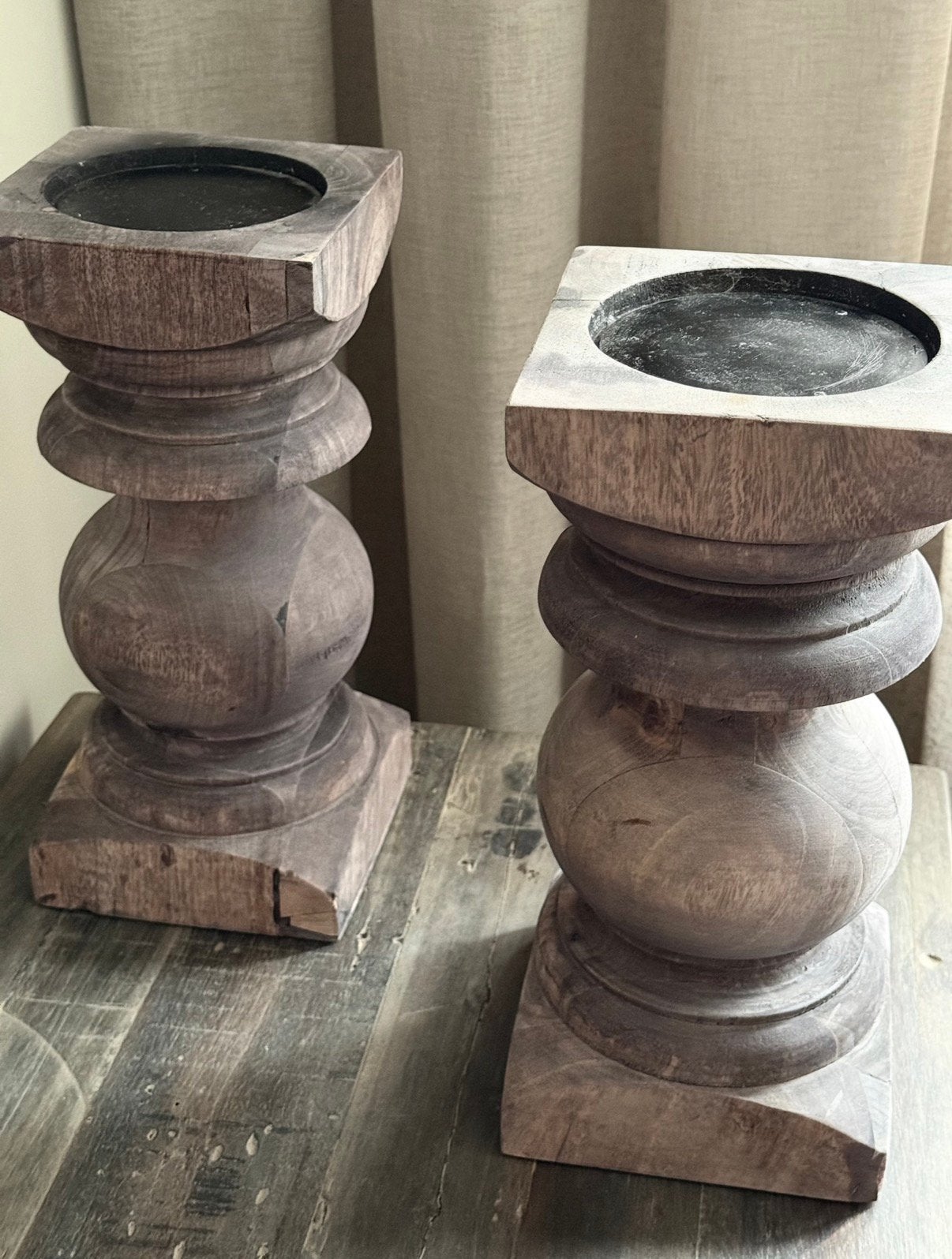 Baluster kandelaar 2 stuks , sober aura, Huis en Inrichting, Woonaccessoires | Kandelaars en Kaarsen, Ophalen, Zo goed als nieuw