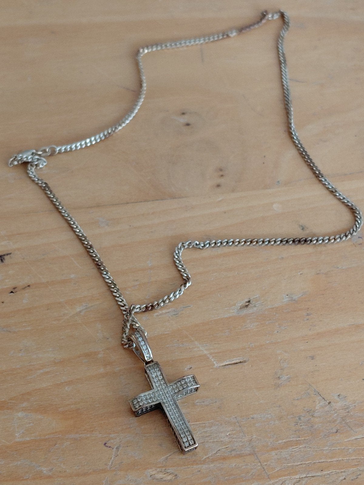 ZILVEREN KETTING MET IDEM HANGER 925 GEMERKT  50 CM LANG, Antiek en Kunst, Ophalen of Verzenden