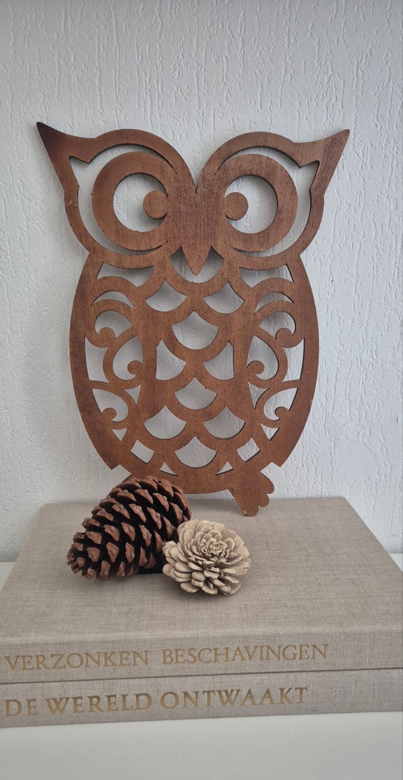 Uil van hout, decoratief voor de herfst!, Ophalen of Verzenden
