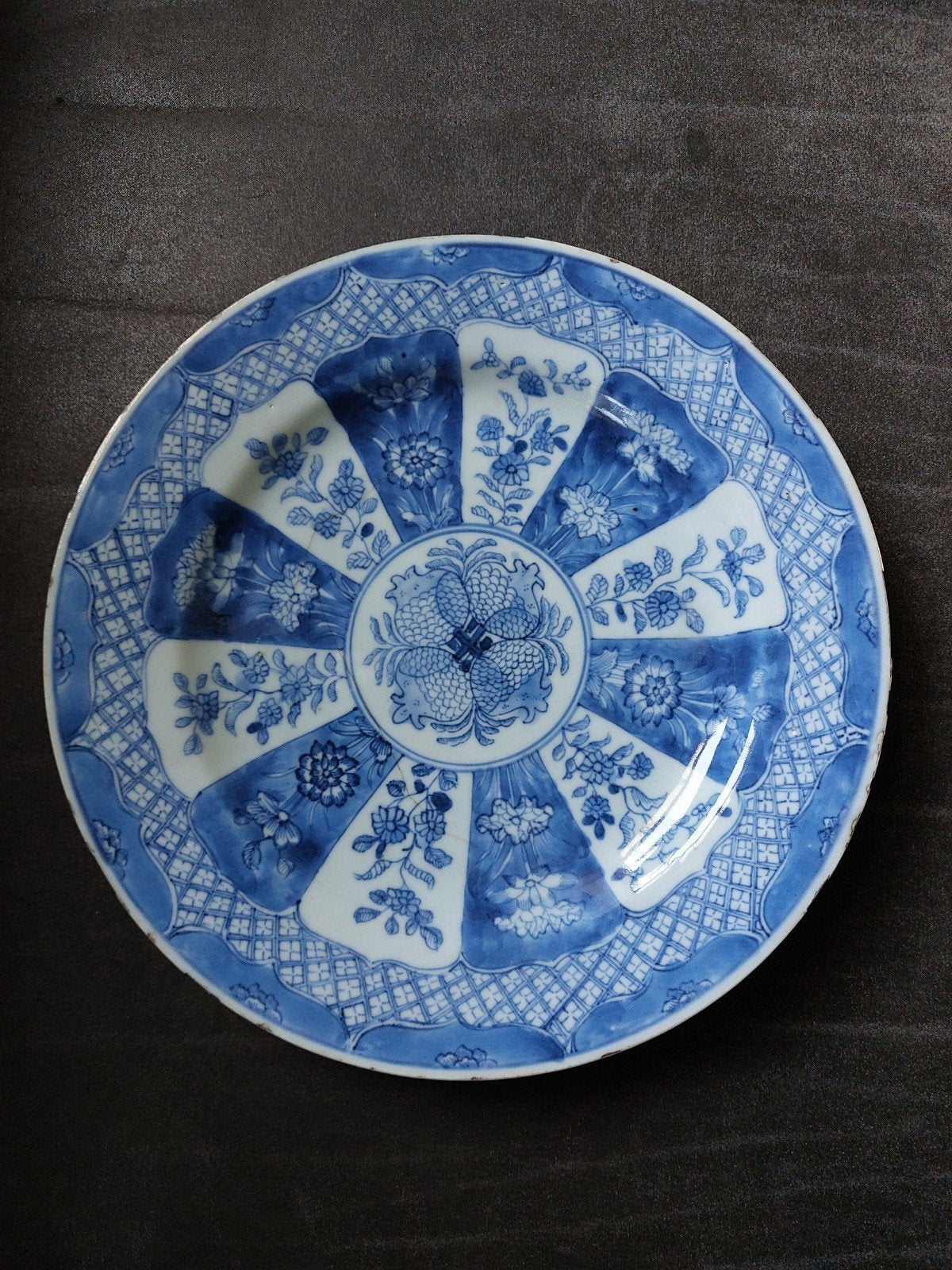 Antiek Chinees Kanxi Bord - Blauw-wit porselein (23,5cm), Ophalen of Verzenden