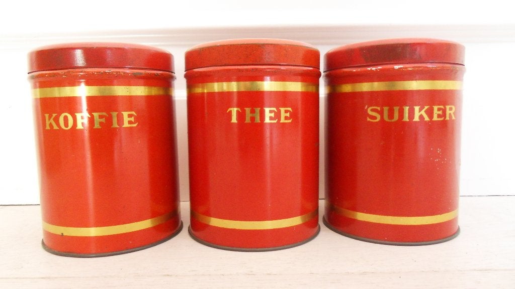 Koffie Thee Suiker blikken rood met Wees slim gebruik Glim, Ophalen of Verzenden