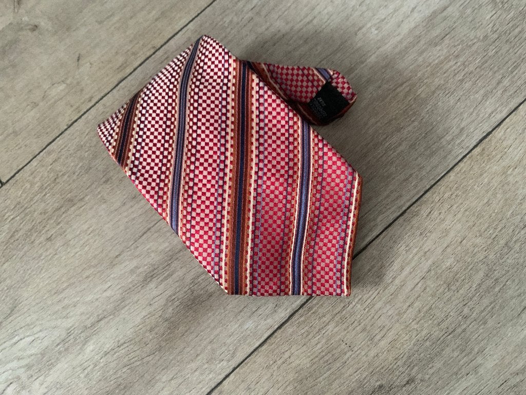 Mooie & Luxe Trendy Gestreepte stropdas Zijde - Rood Mark 7, Kleding | Heren, Mark 7, Ophalen of Verzenden, Zo goed als nieuw