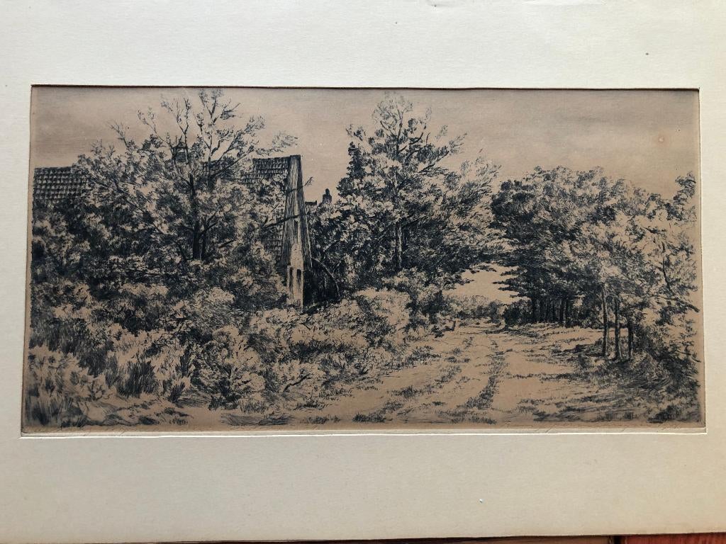 De Kaag, woonhuis aan de Wijk aan Duin 21 – IJserinkhuijsen, Antiek en Kunst, Kunst | Etsen en Gravures, Ets, Gesigneerd, Ophalen of Verzenden
