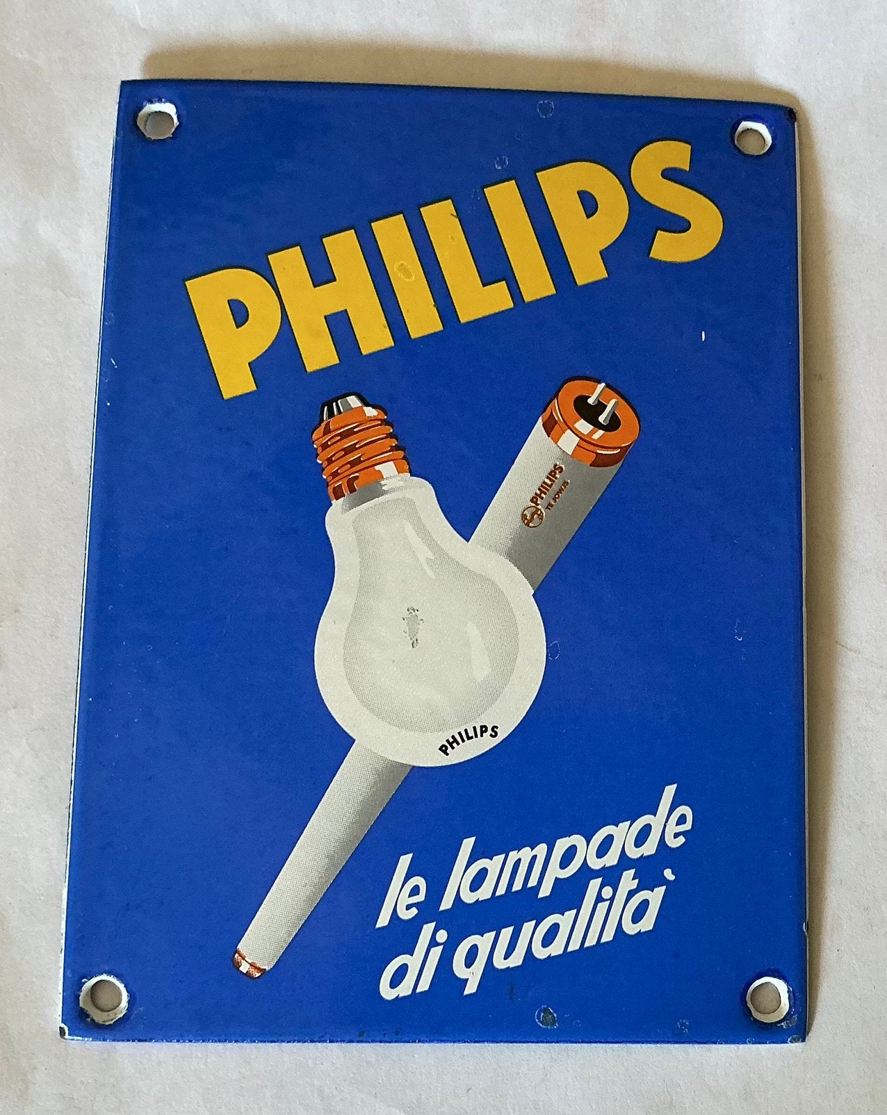 Emaille deurpostje PHILIPS, Ophalen, Gebruikt, Reclamebord