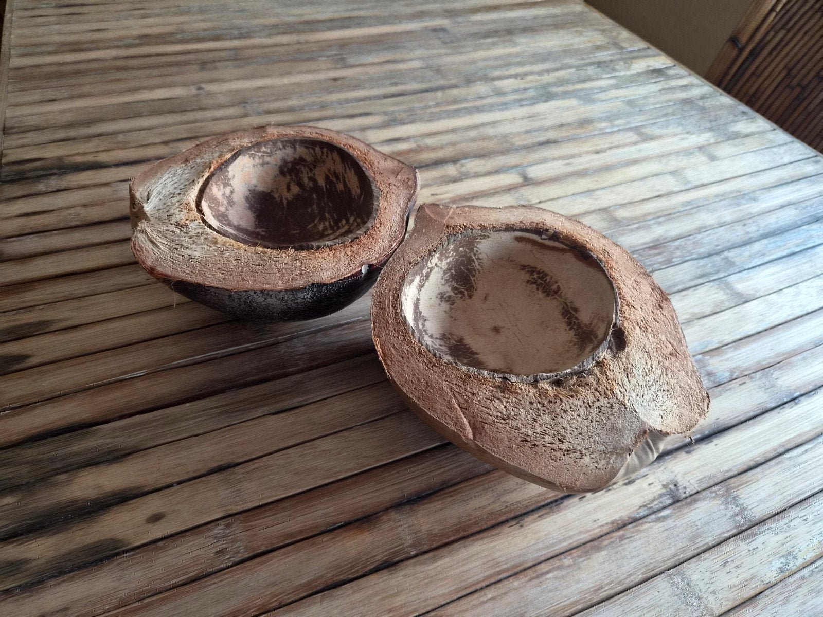 Unieke kokosnoot bakjes - Natuurlijke decoratie, Overige materialen, Gebruikt, Schaal, Ophalen of Verzenden