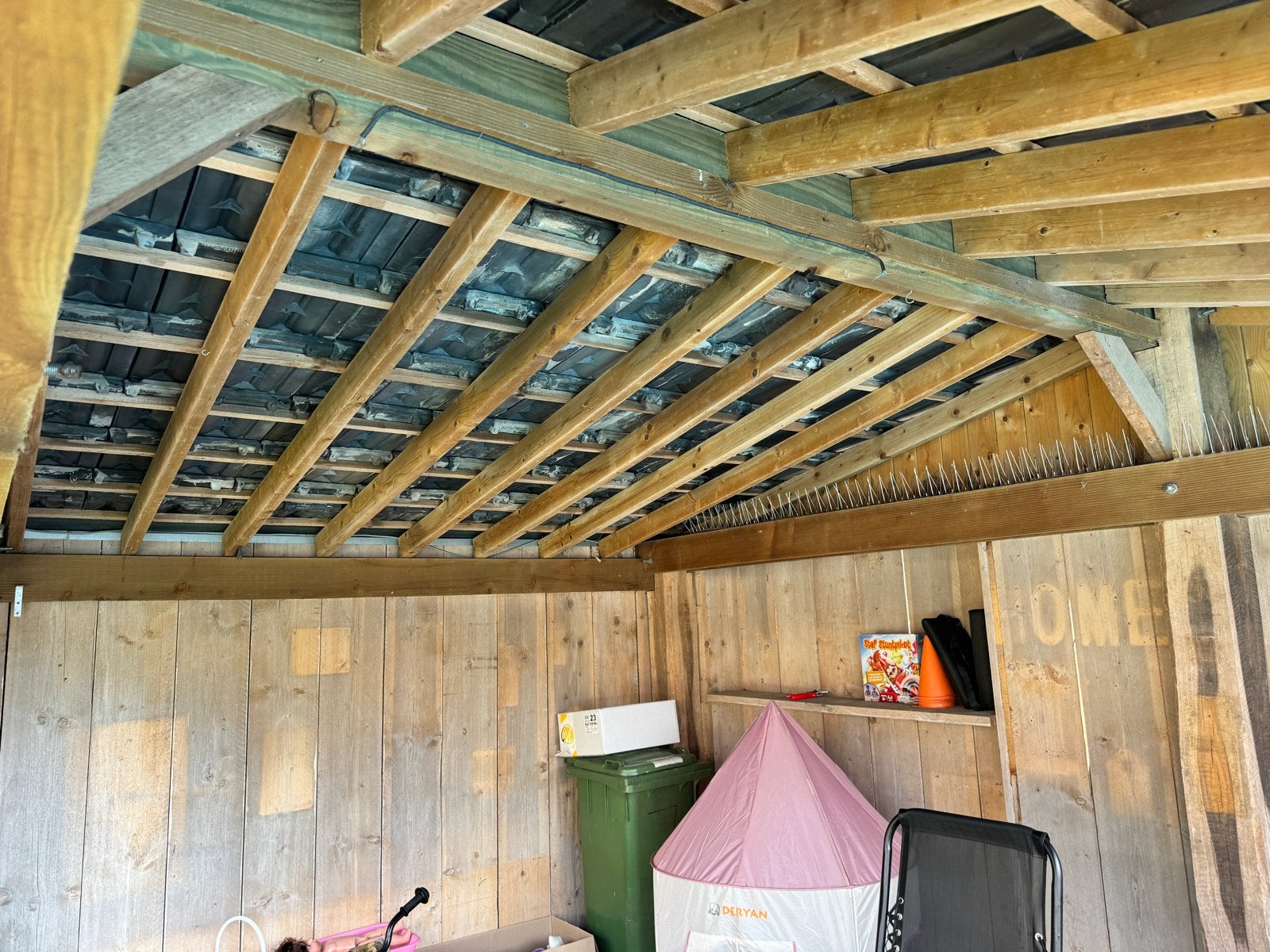 Houten overkapping met dakpannen, Ophalen, Tuinhuis, 250 tot 500 cm, Zonder ramen