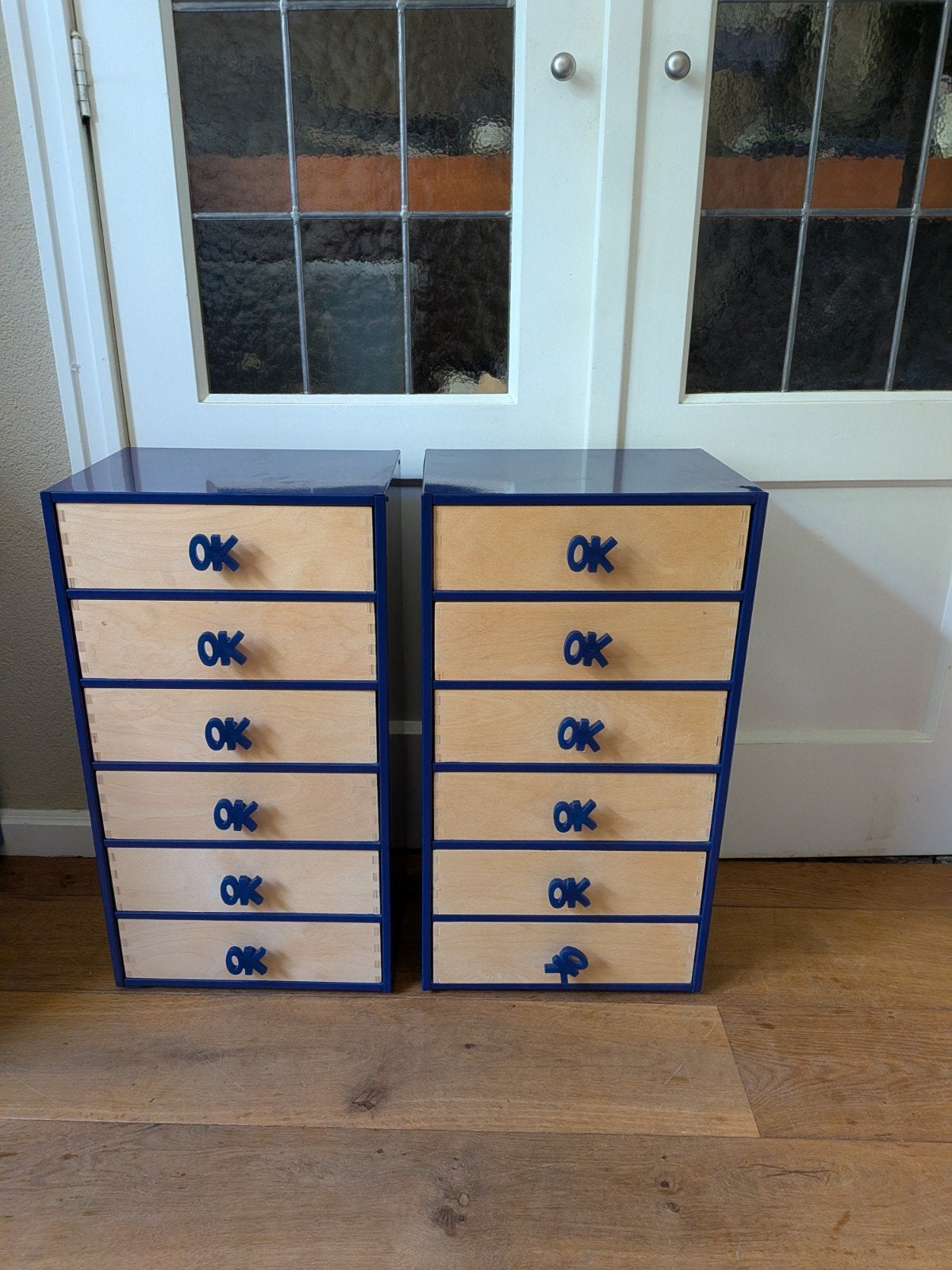Unieke set van 2 vintage jaren '90 ladekasten – Postmodern, Ophalen, 50 tot 100 cm, Zo goed als nieuw, Minder dan 100 cm