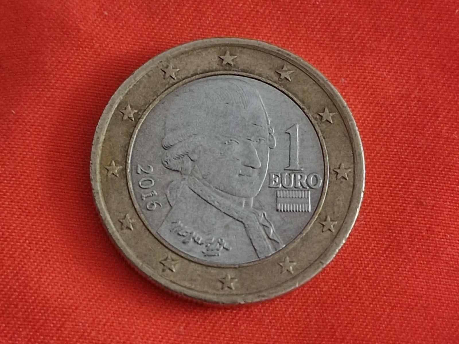 Wolfgang Amadeus Mozart - €1 munt - 2016, Postzegels en Munten, Ophalen of Verzenden, Oostenrijk, 1 euro, Losse munt