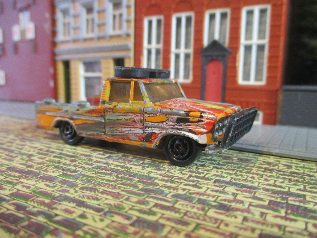 1:80 Dodge D20 Safari - Majorette 225 oranje + multi-color, Ophalen of Verzenden, Gebruikt, Auto