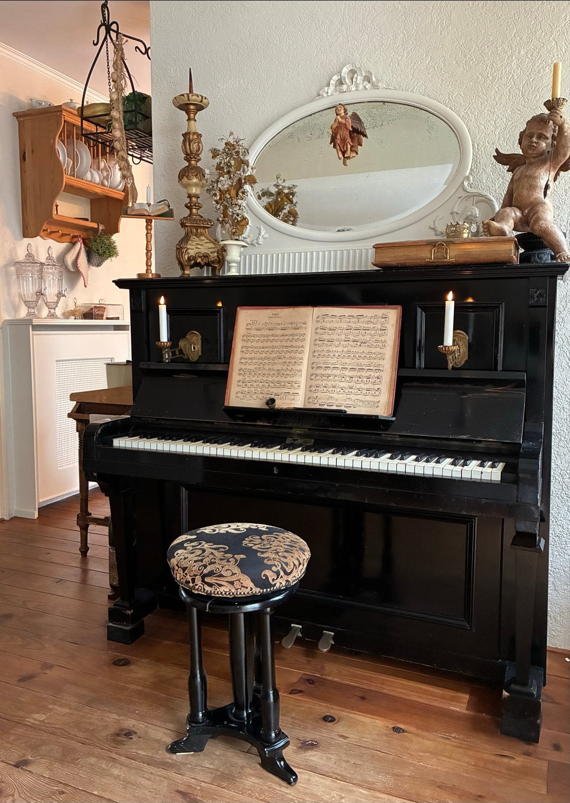 Antieke piano J. Schiller Berlin - Zwart, Ophalen, Gebruikt, Zwart, Piano
