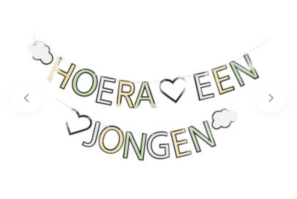 Hoera een Jongen Slinger - Geboorte Versiering, Ophalen of Verzenden, Gebruikt, Versiering, Geboorte of Huwelijk