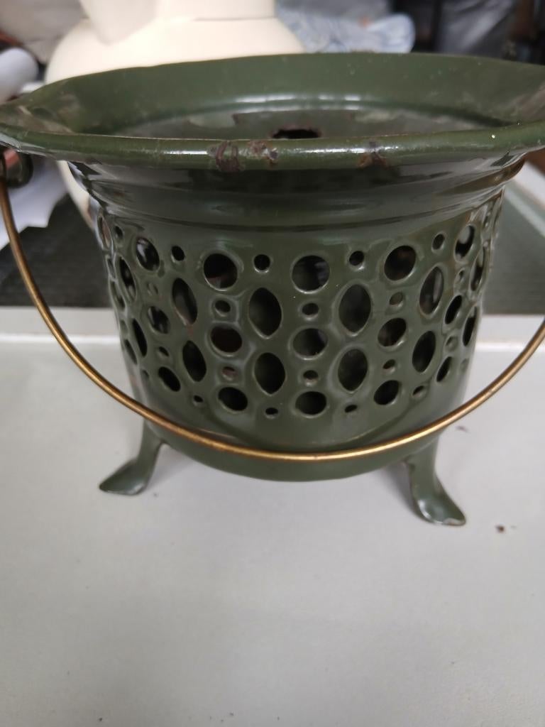 Groen emaille theelichtje, Ophalen of Verzenden