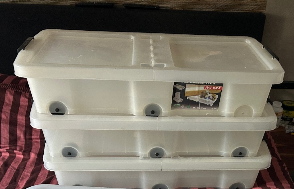 5 x Bed Roller Twin op wielen - opbergboxen onder bed, Ophalen, Gebruikt, 40 tot 60 cm, Overige typen