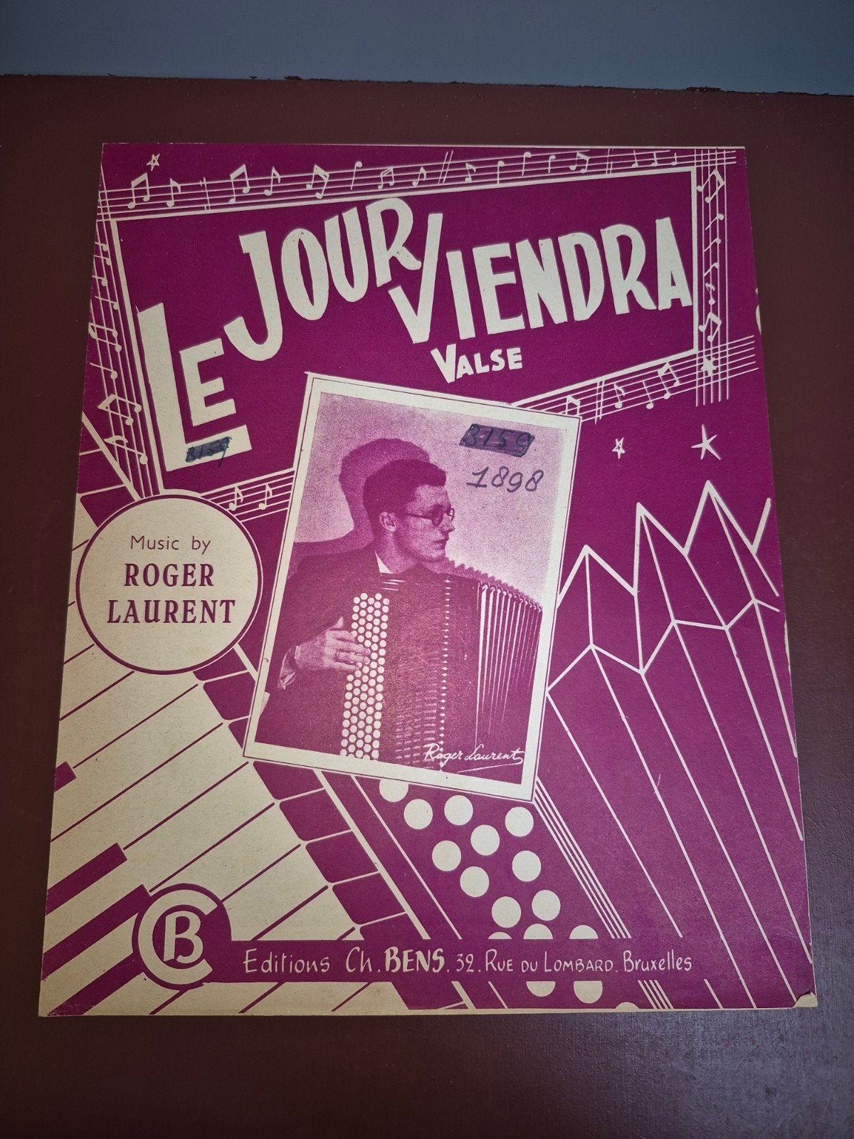 Le Jour Viendra - Roger Laurent - Vintage bladmuziek, Gebruikt, Klassiek, Piano, Ophalen of Verzenden