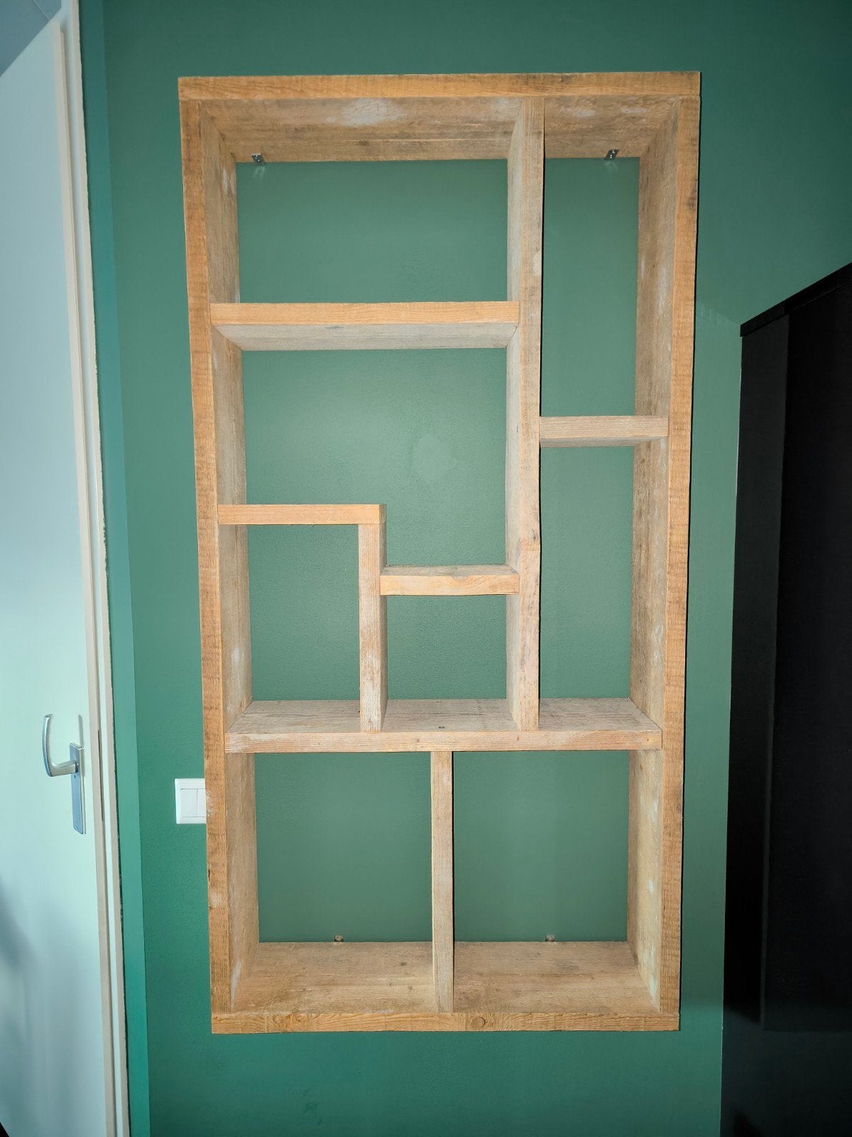 Decoratie wandkast steigerhout, Ophalen, 100 tot 150 cm, 50 tot 100 cm, Zo goed als nieuw