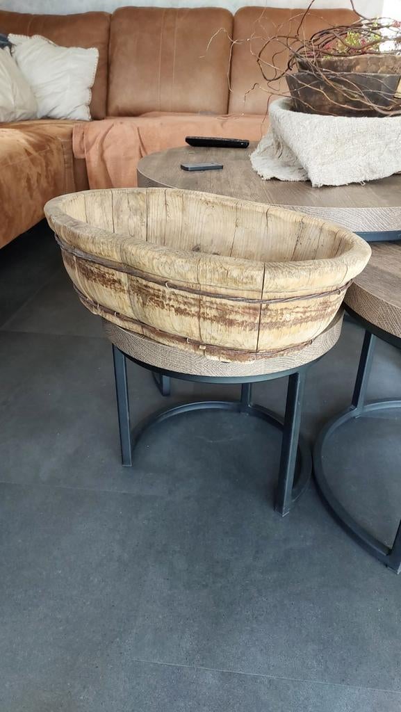 Oude houten olijfbak. Stoer en sober., Huis en Inrichting, Ophalen, Gebruikt, Hout