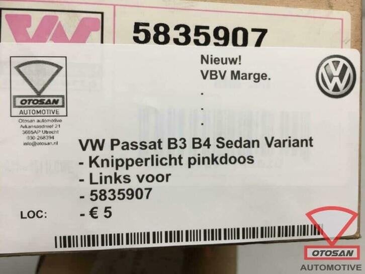 vw passat 1998 knipperlicht nieuw! links voor 5835907, Volkswagen, Volkswagen AG, Nieuw, Berliner Ring 2
38440  Wolfsburg, DE