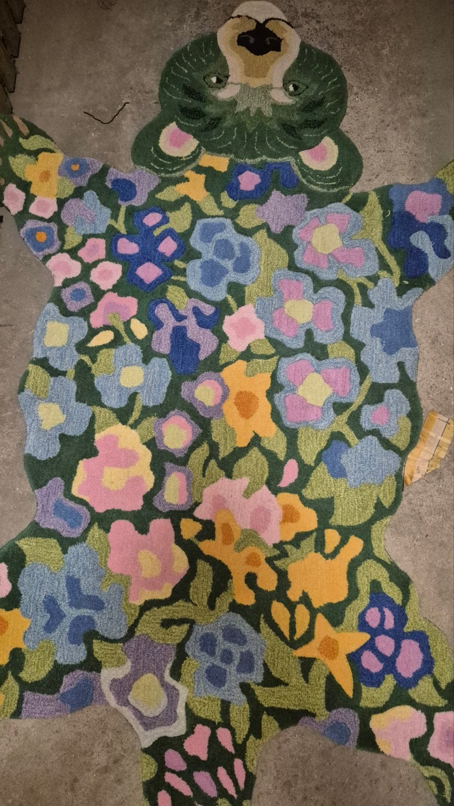 Doing Goods Tapis Amis XL Tapijt - Bloemen en Beer, Gebruikt, 100 tot 150 cm, Geel, 200 cm of meer