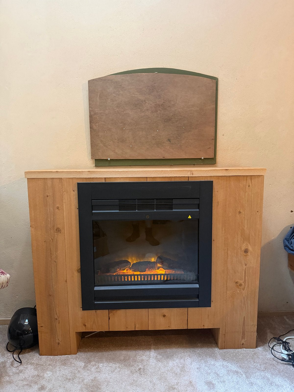 Elektrische haard met houten ombouw, Huis en Inrichting, Haarden, Ophalen, Gebruikt, Vrijstaande haard, Elektrische haard