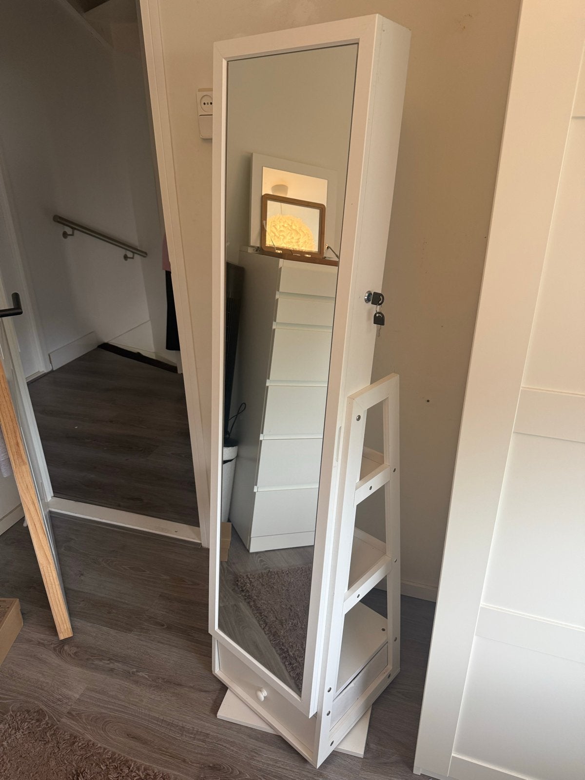 Draaiende Spiegelkast met Opbergruimte - 162x40x32cm, Ophalen, Minder dan 50 cm, Zo goed als nieuw, 150 tot 200 cm