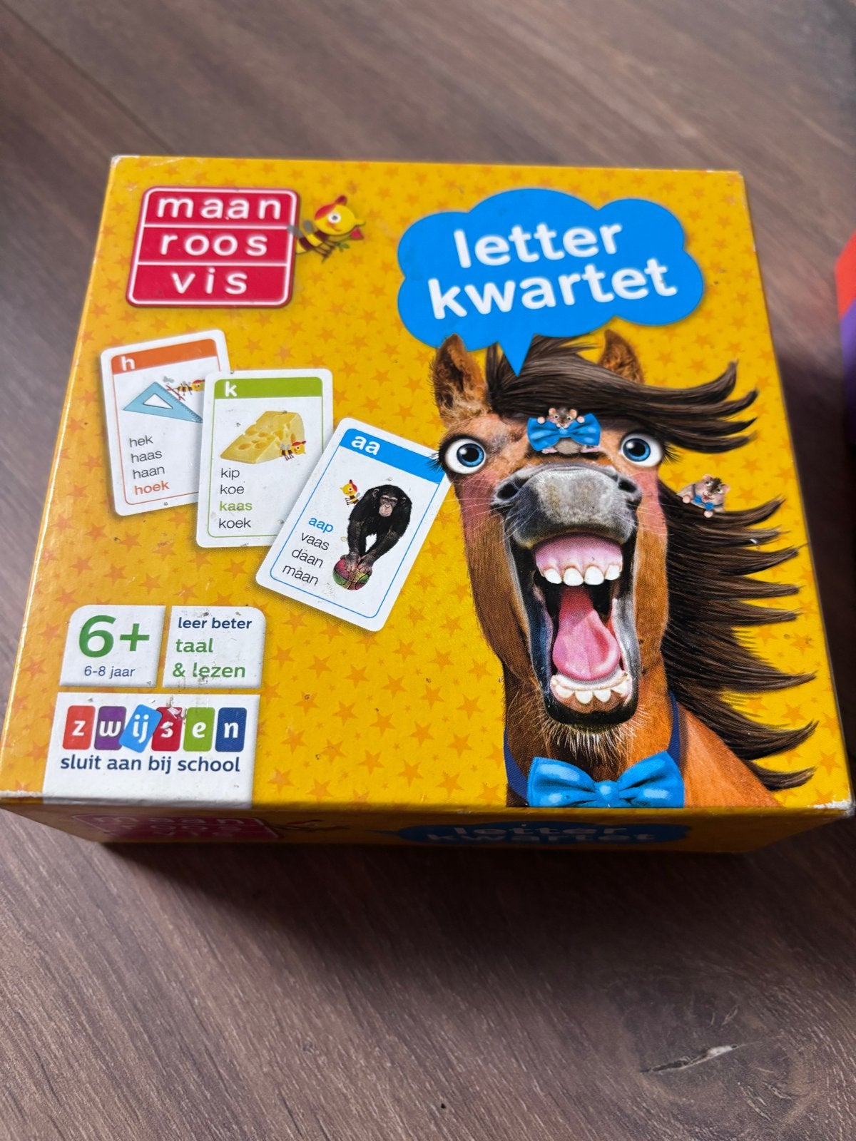 Maan Roos Vis Letterkwartet - Leerzaam kaartspel, Een of twee spelers, Ophalen of Verzenden, Zo goed als nieuw
