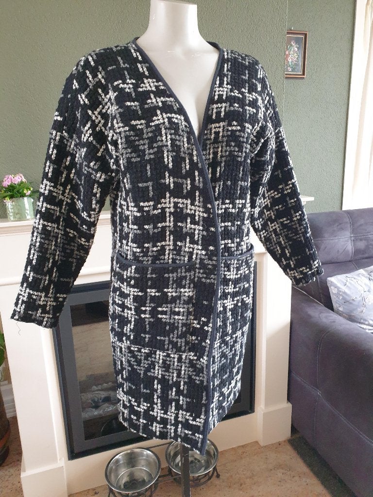 Jacky Luxury lang zwart wit jas vest zomer S 36, Verzenden, Zwart, Maat 36 (S), Jacky Luxury