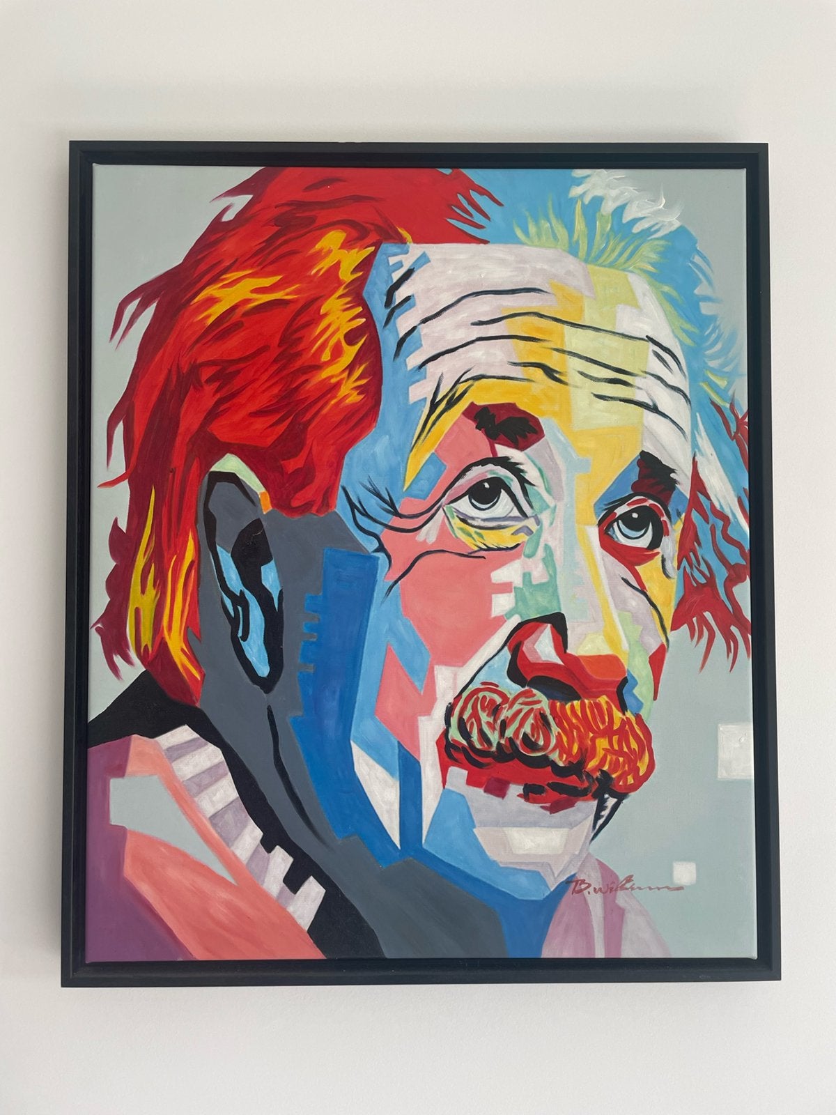 Kleurrijk schilderij Einstein, Antiek en Kunst, Ophalen