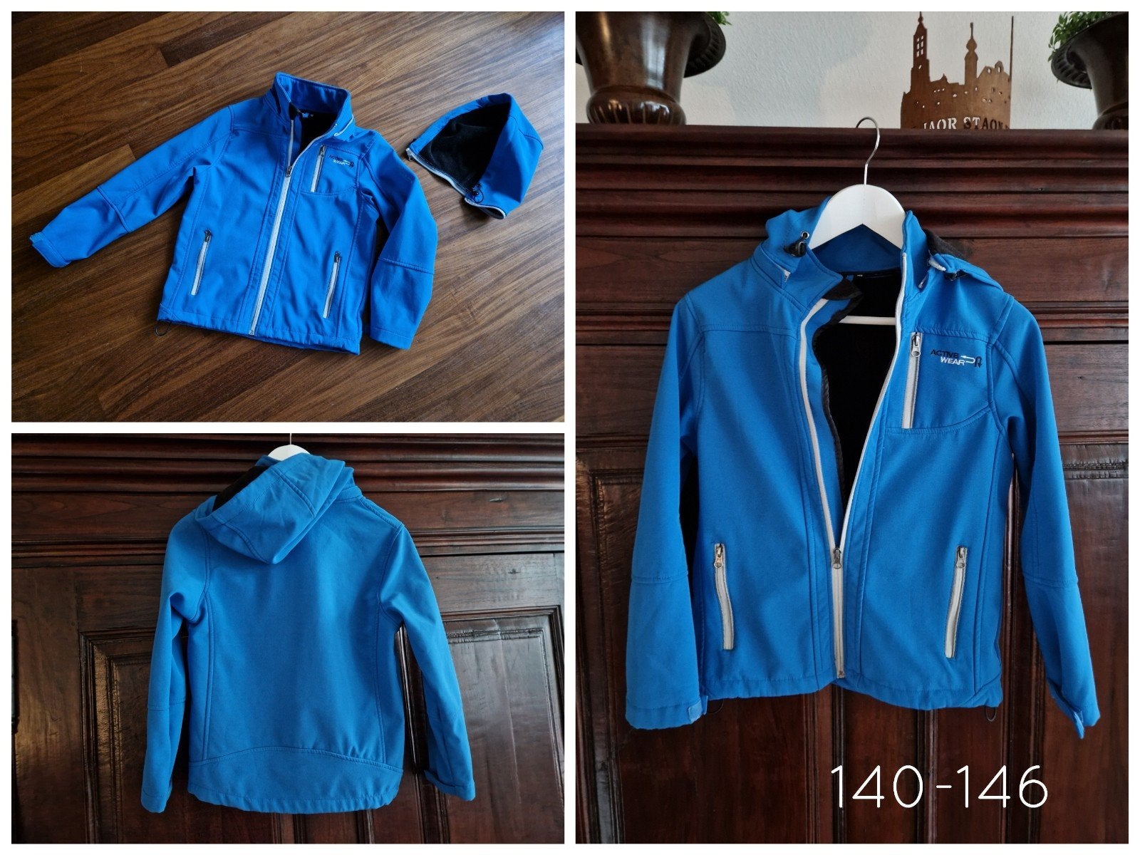 Softshell jas van Active Wear 140-146 blauw, Active wear, Jongen of Meisje, Ophalen of Verzenden, Zo goed als nieuw