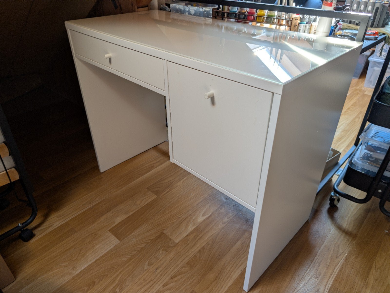 Wit bureau/make up tafel met lades en opbergruimte - ZGAN, Ophalen, Met lades, 48 cm, Spaanplaat of MDF