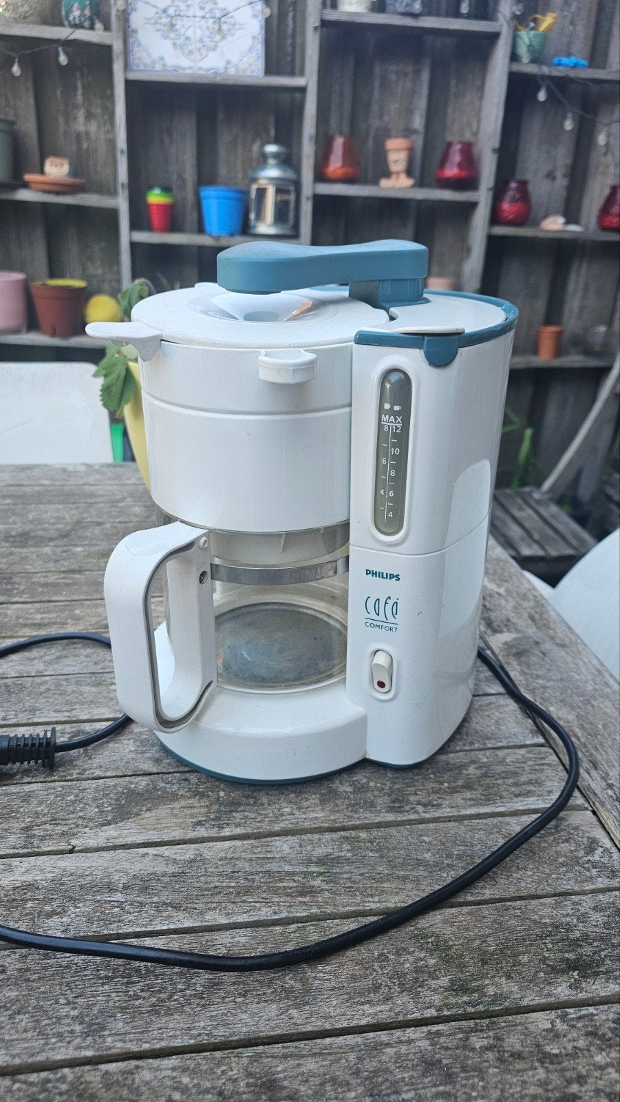 Philips Café Comfort Koffiezetapparaat - Wit/Blauw, Gebruikt, 10 kopjes of meer, Koffiemachine, Gemalen koffie