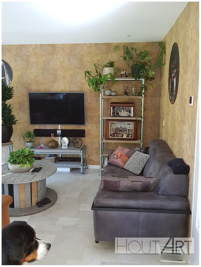 STELLINGKAST / OPBERGKAST steigerhout met steigerbuis!, Huis en Inrichting, Kasten | Stellingkasten, Info@hout-art.nl, Nieuw, Ophalen of Verzenden