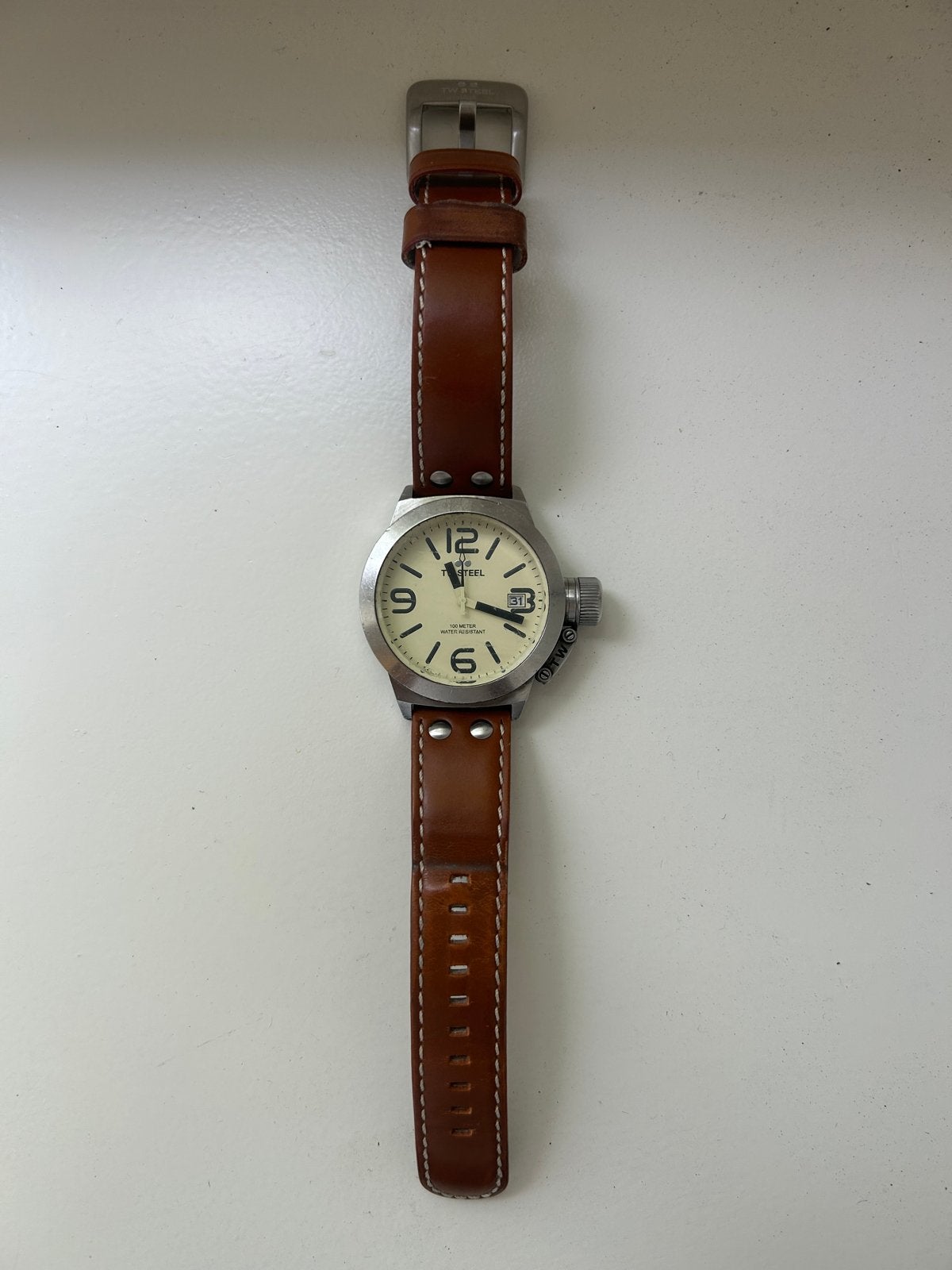 TW Steel horloge CS11 met leren bandje, Sieraden, Tassen en Uiterlijk, Horloges | Heren, Overige merken, Staal, Polshorloge, Ophalen of Verzenden