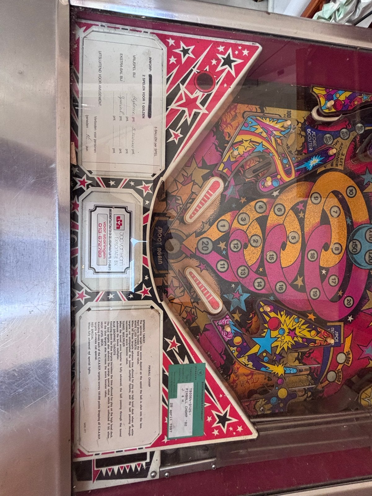 Flipperkast Zaccaria Pinball Champ '82 - Deels werkend, onde, Gebruikt, Elektronisch, Flipperkast, Ophalen