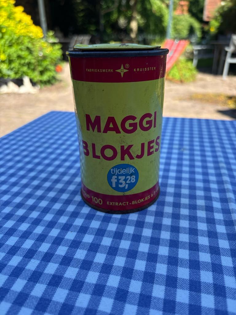Vintage MAGGI blik – Brocante keukenblik – jaren 60/70 sfeer, Ophalen of Verzenden, Gebruikt, Overige, Overige merken