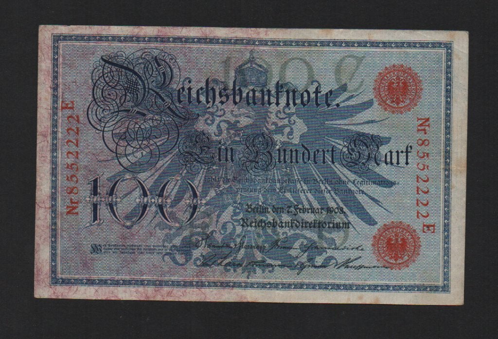 100 Mark Bankbiljet 1908 Zeer Fraai Biljet, Ophalen of Verzenden, Duitsland, Los biljet