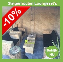 Steigethout loungeset loungebank loungestoel tuinbank stoel, Verzenden, Steigerhout, Nieuw, Loungeset