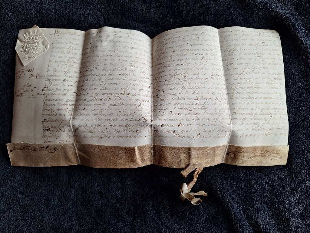 1736 Manuscript (vellum) heerlijkheden Oegstgeest Poelgeest,, Verzenden, Brief