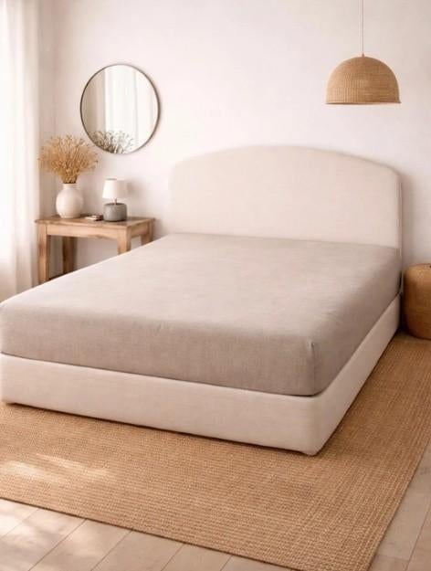 100% linnen hoeslaken 140x220 Naturel, Ophalen of Verzenden, Hoeslaken of Sloop, Beige, Nieuw
