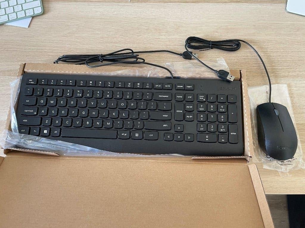 Lenovo Toetsenbord en muis - bedraad, Computers en Software, Toetsenborden, Ophalen, Nieuw, Qwerty, Plug-and-play
