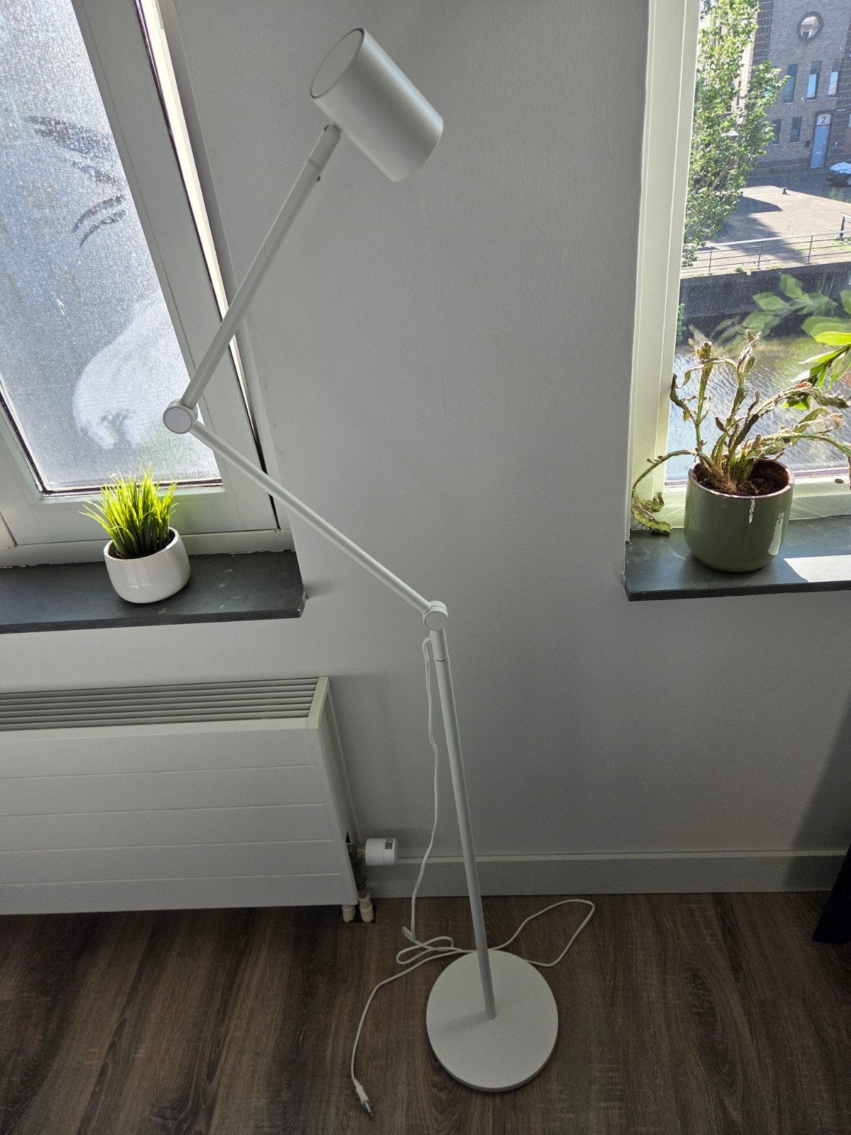 IKEA Nymåne staande/leeslamp, wit, Ophalen, 100 tot 150 cm, E14 (klein), Zo goed als nieuw