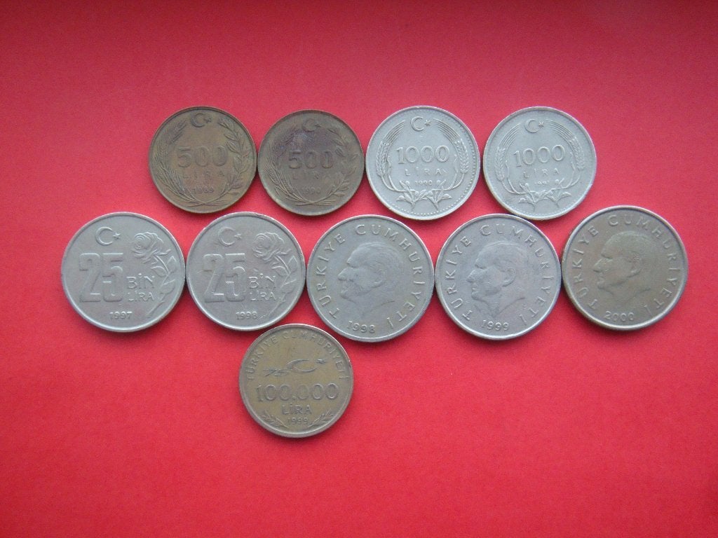 Lot Turkije setje 500, 1.000, 25.000, 50.000 en 100.000 Lira, Postzegels en Munten, Verzenden, Zuid-Azië, Setje