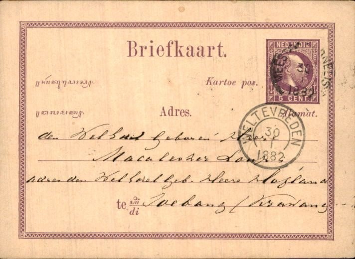 Nederlands-Indië  - Stempels - 1882, Ophalen of Verzenden, Briefkaart