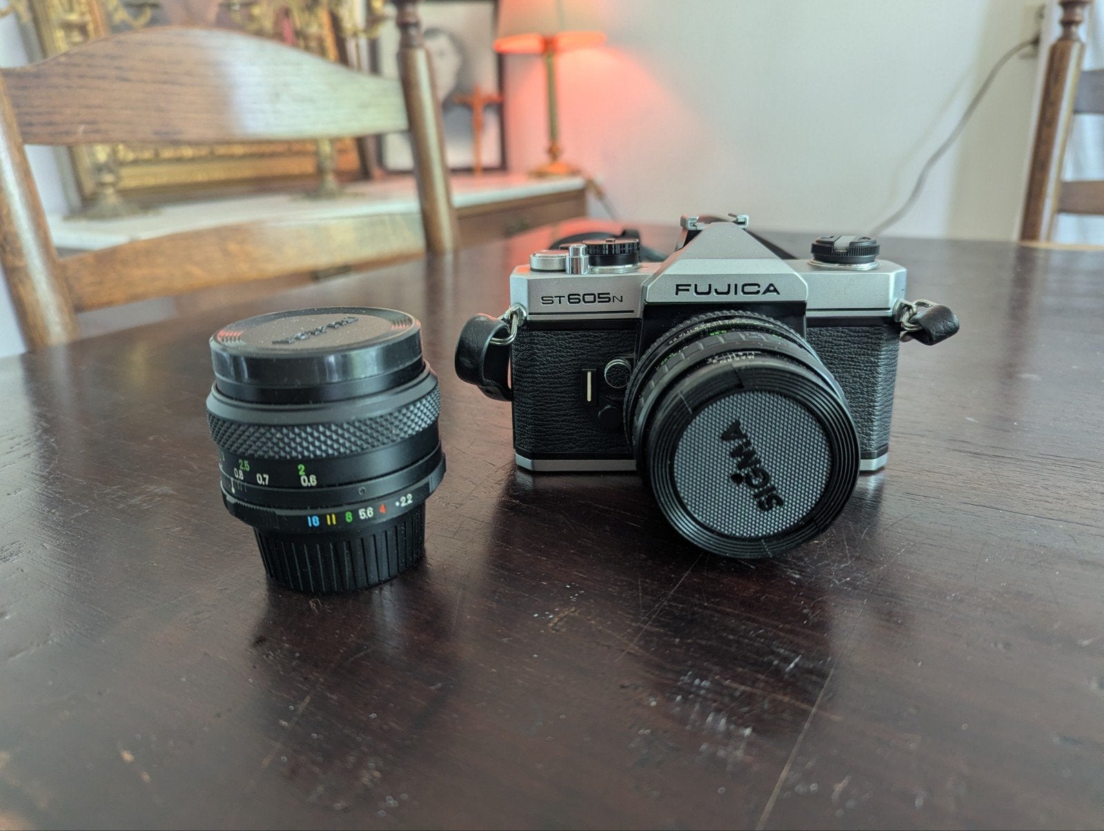 Fujica analoge camera met 2 lenzen (50mm en 28mm), Ophalen of Verzenden